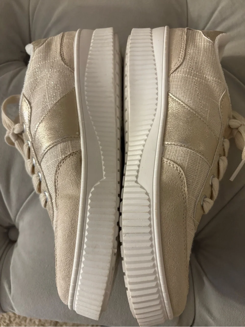 Jellypop Metallic Gold Low-Top Sneakers with White Collar